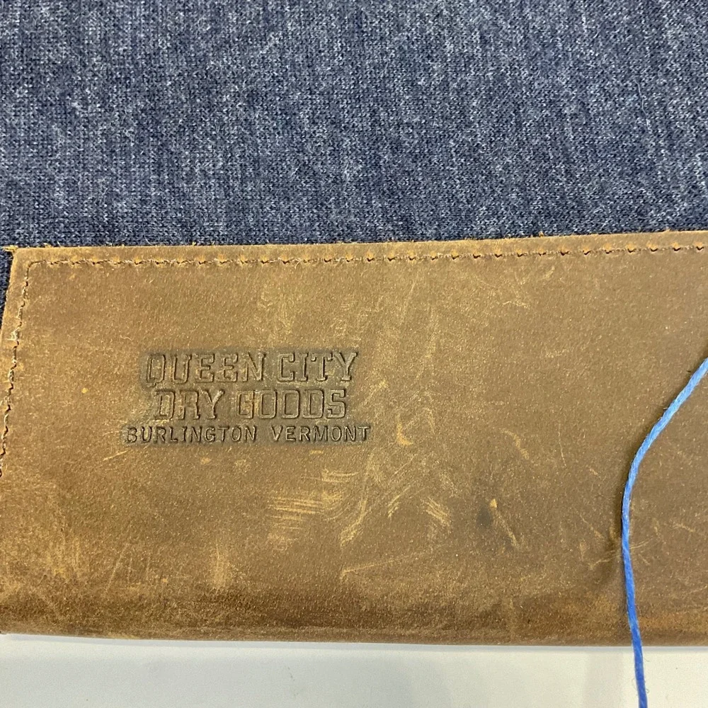 Ibex Queen City Dry Goods Leather Laptop Sleeve Clutch Blue Brown USA Made